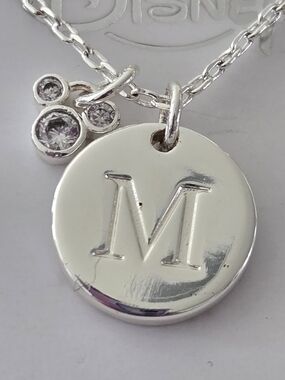 Mickey Mouse Silver-Tone Initial "M" Pendant Necklace